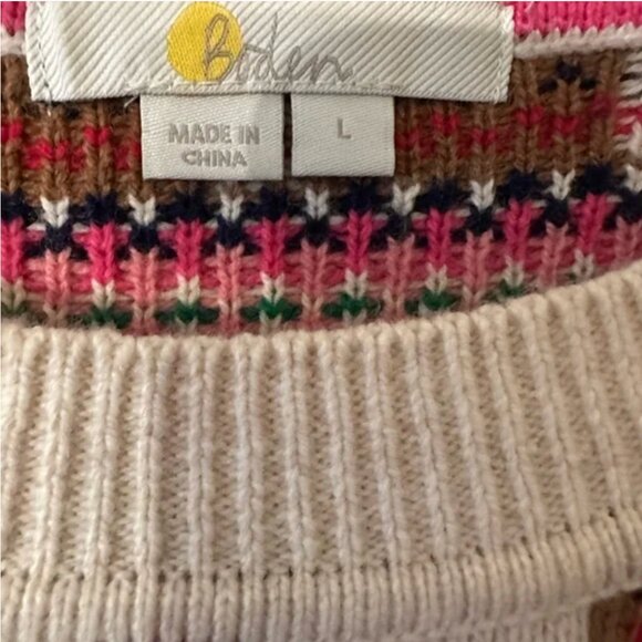 Boden Christmas Holiday Fair Isle Reindeer Sweater Size L - Picture 6 of 7